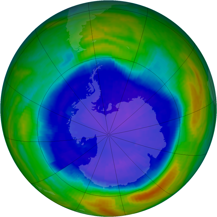 Antarctic ozone map for 10 September 2001